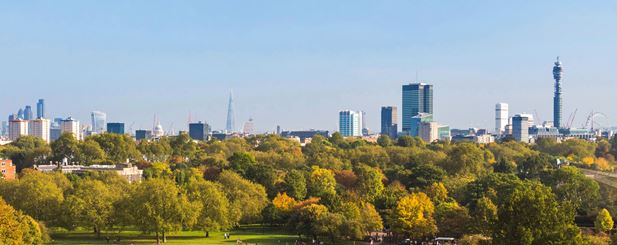 View Over Central London from Primrose Hill, London Borough of Camsden